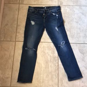 7 for all mankind ripped  jeans size 30 like new